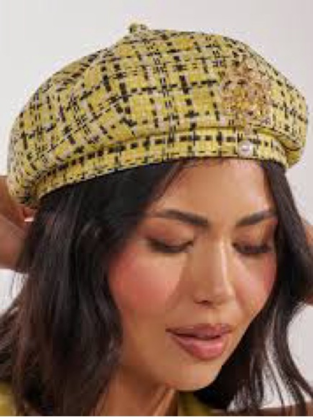 Akira “Mia” Yellow Black & White Beret ONE SIZE FITS ALL